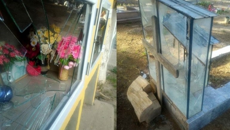 Madre e hijo destrozaron un cementerio