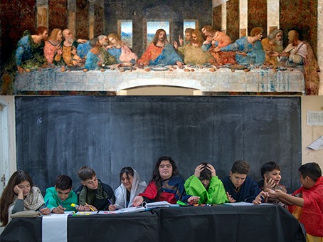 Estudiantes de la escuela Alberdi de Lavalle recrean obras de artes renacentistas con piezas fotográficas