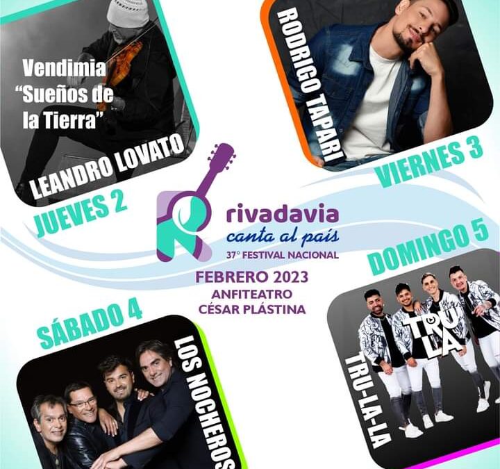 Tapari, Los Nocheros y otros grandes artistas estarán en Rivadavia Canta al País
