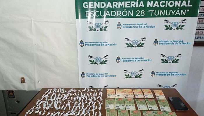 Valle de Uco: Gendarmería logró detener a un sujeto con 205 dosis de cocaína