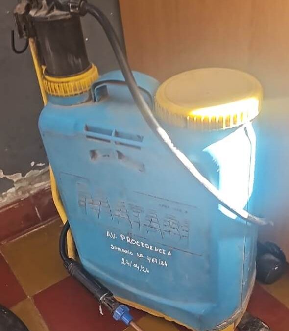 Policías logran recuperar dos mochilas pulverizadores que habías sido robadas